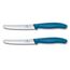Victorinox Swiss Classic, Frühstücksmesser, Brötchenmesser Set 2teilig, Scharfe Klinge, Wellenschliff, 11 cm, Rostfreier Stahl, Blau