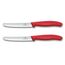 Victorinox Swiss Classic, Frühstücksmesser, Brötchenmesser Set 2teilig, Scharfe Klinge, Wellenschliff, 11 cm, Rostfreier Stahl, Rot
