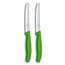 Victorinox Swiss Classic, Frühstücksmesser, Brötchenmesser, Scharfe Klinge, Wellenschliff, 11 cm, Kunststoffgriff, Rostfreier Stahl, Set 2teilig, Grün
