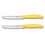 Victorinox Swiss Classic, Frühstücksmesser, Brötchenmesser Set 2teilig, Scharfe Klinge, Wellenschliff, 11 cm, Rostfreier Stahl, Gelb