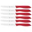 WMF Classic Line Frühstücksmesser Set 6-teilig, 23 cm, Brötchenmesser Wellenschliff, Brotzeitmesser, Spezialklingenstahl, Kunststoffgriff, rot