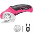 SnapFresh Kartonschneider Elektrischer Schere 4V Kabellose Rollschneider Akku-Universalschneider Rotationsschneider - 2 Klinges - für Papier, Pappe, Teppich, Leder, Filz, Kunststoff (Rosa)