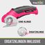 SnapFresh Kartonschneider Elektrischer Schere 4V Kabellose Rollschneider Akku-Universalschneider Rotationsschneider - 2 Klinges - für Papier, Pappe, Teppich, Leder, Filz, Kunststoff (Rosa)