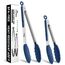 HOTEC Premium Küchenzange aus Edelstahl mit Silikonspitzen, 2 Stück - 22,9 cm und 30,5 cm, klassisches Blau