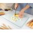 Kitchenville Glasschneidebrett 40×30 cm – Hygienisches Schneidebrett aus gehärtetem Glas – Hitzebeständig, Kratzfest & Rutschfest – Glasplatte für die Küche – Transparentes Design