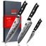 SHAN ZU Damastmesser-Set, 3-teilig japanisches Superstahl-Damast-Küchenmesser-Set, hochkohlenstoffreiches professionelles ultrascharfes Kochmesser-Set mit G10-Griff Geschenkbox