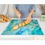 Kitchenville Glasschneidebrett 50×40 cm – Hygienisches Schneidebrett aus gehärtetem Glas – Hitzebeständig, Kratzfest & Rutschfest – Glasplatte für die Küche – Türkis Ocean