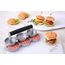GRÄWE Hamburgerpresse für 3 Mini-Burger Patties, 3er Mini Burgerpresse aus Aluguss mit Antihaftbeschichtung & 60 Blatt Backpapier