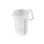 Thermohauser Messbecher m. geschlossenem Griff, 2000 ml, Kunststoff PP, blaue Skala in Litern und Millilitern 8300040087 Transparent