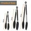 WISYOK Grillzange 3er-set, Küchenzange Hitzebeständige, Zange Küche, Kochzange mit Edelstahl und Silikonspitze, Silikonzangen, Fleischzange zum Kochen, Grillen, 18cm, 23cm und 30cm (Schwarz)