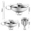 4 Stück Trichter Edelstahl Set, Marmeladentrichter, Einmachtrichter aus Edelstahl, Einfülltrichter mit Griff, zum Umfüllen von Gewürzen, Flüssigkeiten, Pulver, Bohnen, Konfitüre (3 Größen, 1 Bürste)