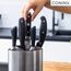 Coninx Messerblock ohne Messer - Messer mit Borsteneinsatz - Knife Block without Knives in Silber - Universal Messerblock unbestückt Edelstahl – Messerständer leer – Küchenmesser Aubewahrung