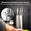 Coninx Messerblock ohne Messer - Messer mit Borsteneinsatz - Knife Block without Knives in Silber - Universal Messerblock unbestückt Edelstahl – Messerständer leer – Küchenmesser Aubewahrung