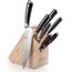 PAUDIN Messerblock mit Messer, Messerset mit Holzblock, 7-tlg Küchenmesser Set aus hochwertigem Carbon Edelstahl, 5 Profi Ultra scharfe Kochmesser, Rot Schere und Holzblock, Ergonomischer Griff