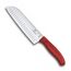 Victorinox Swiss Classic Santokumesser, Messer Asiatischer Art, Extra Scharfe Klinge, Kullenschliff, 17 cm, Rostfreier Stahl, Blister, Rot