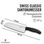 Victorinox Swiss Classic Santokumesser, Messer Asiatischer Art, Extra Scharfe Klinge, Kullenschliff, 17 cm, Rostfreier Stahl, Blister, Schwarz