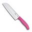Victorinox Swiss Classic Santokumesser, Messer Asiatischer Art, Extra Scharfe Klinge, Kullenschliff, 17 cm, Rostfreier Stahl, Blister, Pink