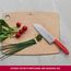 Victorinox Swiss Classic Santokumesser, Messer Asiatischer Art, Extra Scharfe Klinge, Kullenschliff, 17 cm, Rostfreier Stahl, Blister, Rot