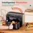 Heißluftfritteuse 2 kammern, Hochwertige 9L Airfryer (3L&6L), 2 Fächer, 6-in-1, Touchscreen, Spülmaschinenfeste Körbe, Antihaftbeschichtete Frittierkörbe, Gesunde Friteuse ohne Öl und fettarmes Kochen