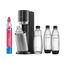 SodaStream Wassersprudler DUO mit Quick-Connect CO2-Zylinder| inkl. 2x 1L Glasflasche und 2x 1L FUSE Kunststoffflasche (spülmaschinengeeignet) | Farbe: Titan