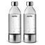 Aarke 2er-Pack PET-Flaschen für Wassersprudler Carbonator 3, BPA-frei mit Details in Edelstahl, 1000ml