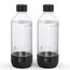 Mycket Soda Maker Flaschen, 2 x 1L Carbonating Bottles, BPA-frei Kohlensäureflaschen, Wiederverwendbare PET-Sprudelwasserflaschen, Ersatzflaschen für Soda-Maschine, Schwarz
