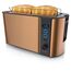 Arendo - Edelstahl Toaster Langschlitz 4 Scheiben - Defrost Funktion - wärmeisolierendes Gehäuse - mit integriertem Brötchenaufsatz - 1500W - Krümelschublade - Display mit Restzeitanzeige - Kupfer