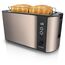 Arendo - Edelstahl Toaster Langschlitz 4 Scheiben - Defrost Funktion - wärmeisolierendes Gehäuse - mit integriertem Brötchenaufsatz - Krümelschublade - Display mit Restzeitanzeige - Bronze Design