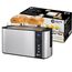 Balter Toaster 4 Scheiben, Langschlitz, Edelstahl, Brötchenaufsatz, LCD Display mit Restzeitanzeige, Auftaufunktion, Brotzentrierung, Krümelschublade, TS-04-LCD, Farbe: Silber