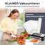 KLAMER Vakuumierer Pro 125 – Vakuumiergerät mit doppelter Versiegelung, 10 Modi für trockene & feuchte Lebensmittel, 95 kPa Druck, mit Cutter- & Rollenfach, ideal für Sous Vide & Vorratshaltung
