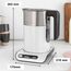 Bosch kabelloser Wasserkocher TWK8611P, Abschaltautomatik, Überhitzungsschutz, Temperaturwahl, Warmhaltefunktion, 1,5 L, 2400 W, weiß