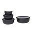 Mepal Multischale Cirqula Round 4-teiliges Set - Mikrowellen Geschir - Geignet als Aufbewahrungsbox, Kuhlschrank, Gefrierschrank und Mikrowellengeschirr - 350, 750, 1250, 2250 ml - Nordic black