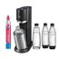 SodaStream elektrischer Wassersprudler E-DUO mit Quick-Connect CO2-Zylinder| inkl. 1x 1L Glasflasche und 2x 1L FUSE Kunststoffflasche (spülmaschinengeeignet) | Farbe: Titan