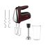 Tefal HT6525 Powermix Silence Handmixer | 600 W Leistung | offener Griff | Geschwindigkeitsstufen + Turbo-Funktion | 2 Schneebesen + 2 Knethaken aus Edelstahl | Stabmixer-Aufsatz aus Edelstahl | Rot