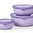 Mepal - Multischale Cirqula Round 3-teiliges Set - Vorratsdosen mit Deckel - Geignet als Aufbewahrungsbox, Kuhlschrank, Gefrierschrank & Mikrowellengeschirr - 350 ml, 750 ml & 1250 ml - Nordic Lilac