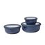 Mepal - Multischale Cirqula Round 3-teiliges Set - Vorratsdosen mit Deckel - Geignet als Aufbewahrungsbox, Kuhlschrank, Gefrierschrank & Mikrowellengeschirr - 350 ml, 750 ml & 1250 ml - Nordic Denim
