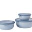 Mepal Multischale Cirqula Round 3-teiliges Set - Mikrowellen Geschir - Geignet als Aufbewahrungsbox, Kuhlschrank, Gefrierschrank & Mikrowellengeschirr - 350 ml, 750 ml & 1250 ml - Nordic blue