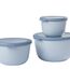 Mepal Multischale Cirqula Round 3-teiliges Set - Mikrowellen Geschir - Geignet als Aufbewahrungsbox, Kuhlschrank, Gefrierschrank & Mikrowellengeschirr - 500 ml, 1000 ml & 2000 ml - Nordic blue