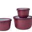 Mepal - Multischale Cirqula Round 3-teiliges Set - Vorratsdosen mit Deckel - Geignet als Aufbewahrungsbox, Kuhlschrank, Gefrierschrank & Mikrowellengeschirr - 500 ml, 1000 ml & 2000 ml - Nordic Berry