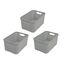BranQ - Home essential Korb in Rattan Design 3er Set Grösse S 7l, BPA-frei Kunststoff PP,Hellgrau
