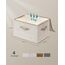 SONGMICS Aufbewahrungsbox mit Deckel, faltbare Stoffbox mit Griffen, Aufbewahrung für Kleidung, Vliesstoff, 3er Set, 40 x 30 x 25 cm, sandbeige RZB003K01