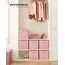 SONGMICS Aufbewahrungsbox, 6er Set, Ordnungsboxen aus Vliesstoff mit Griff, Boxen Aufbewahrung, 30 x 30 x 30 cm, Organizer Box, für Würfelregal, Faltbox, Kleideraufbewahrung, pastellrosa RFB006R01