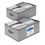 TOPP4u 2er Set große Aufbewahrungsboxen 50x40x20 cm - Boxen Aufbewahrung groß - Aufbewahrungskorb faltbar - Kleiderschrank Organizer - Stoff Kleiderboxen als Schrank Kisten - Stoffboxen in Grau-Beige
