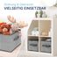 TOPP4u 3er Set Aufbewahrungsboxen aus Stoff 30x21x18 cm - Boxen Aufbewahrung - faltbare Aufbewahrungsbox - Schubladen Organizer Box - Kleiderschrank Kisten - Kleine Stoffboxen, Ordnungsbox Grau-Beige