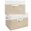 GRANNY SAYS Aufbewahrungsboxen mit Deckel Stoff, 2 Stück Kisten Aufbewahrung groß, Organizer Box mit Deckel, Aufbewahrungskörbe für Kleidung, weiß-braun Faltboxen mit Deckel für Kleiderschrank