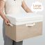 GRANNY SAYS Aufbewahrungsboxen mit Deckel Stoff, 2 Stück Kisten Aufbewahrung groß, Organizer Box mit Deckel, Aufbewahrungskörbe für Kleidung, weiß-braun Faltboxen mit Deckel für Kleiderschrank