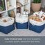 OrganiHaus Aufbewahrungsbox 28x28cm 3er-Set, Würfelkörbe aus Stoff mit Seilgriffen, Faltbare Aufbewahrungswürfel für Kallax Organizer, Ablagekörbe für das Kinderzimmer Navy blau