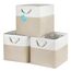 OrganiHaus Aufbewahrungsbox 33x33cm 3er-Set, Würfelkörbe aus Stoff mit Seilgriffen, Faltbare Aufbewahrungswürfel für Kallax Organizer, Ablagekörbe für das Kinderzimmer Beige/Weiß