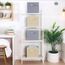 BrilliantJo Aufbewahrungsbox aus Stoff in 4er Set, 33 x 38 x 33 cm Faltbare Aufbewahrungskiste mit Griffe Ordnungssystem Korb für Schrank Regal Spind Beige+Grau Set