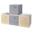 BrilliantJo Aufbewahrungsbox aus Stoff in 4er Set, 33 x 38 x 33 cm Faltbare Aufbewahrungskiste mit Griffe Ordnungssystem Korb für Schrank Regal Spind Beige+Grau Set